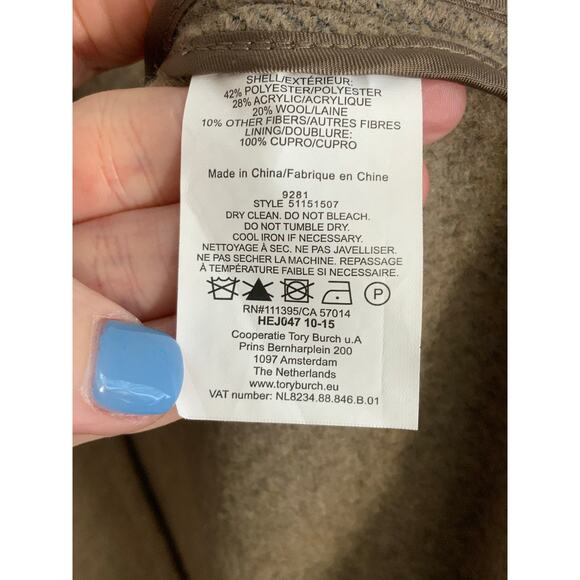 Tory Burch Wool Blend Grey Brown Orange Color Block Coat size 10 - Picture 4 of 7